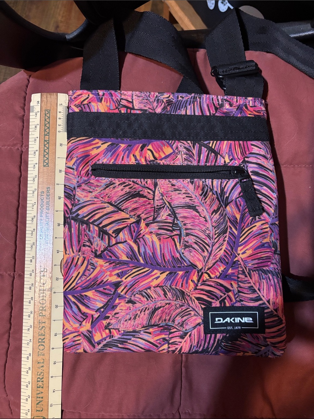 Dakine Pink and Purple Tropical Print Messenger Bag